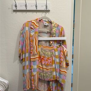 Colorful Patterned Shirt and skirt Set